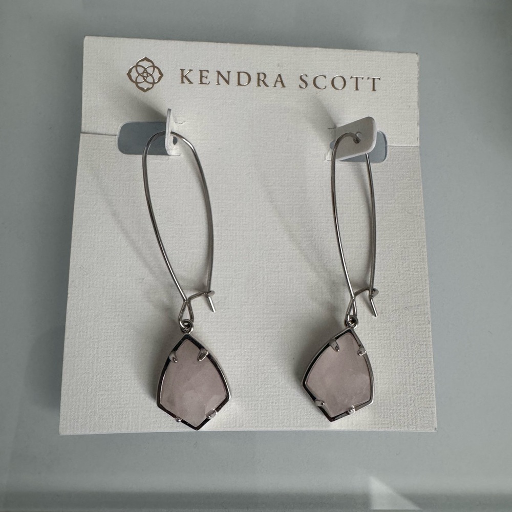 Kendra Scott Silver Pink Teardrop Earrings